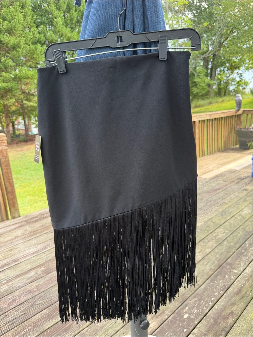 Express Black Fringe-Trim Pencil Skirt